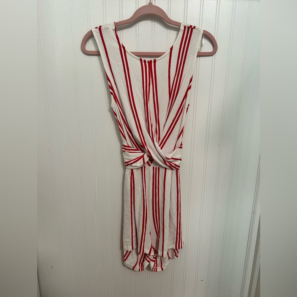 Love Tree Womens Red and White Romper